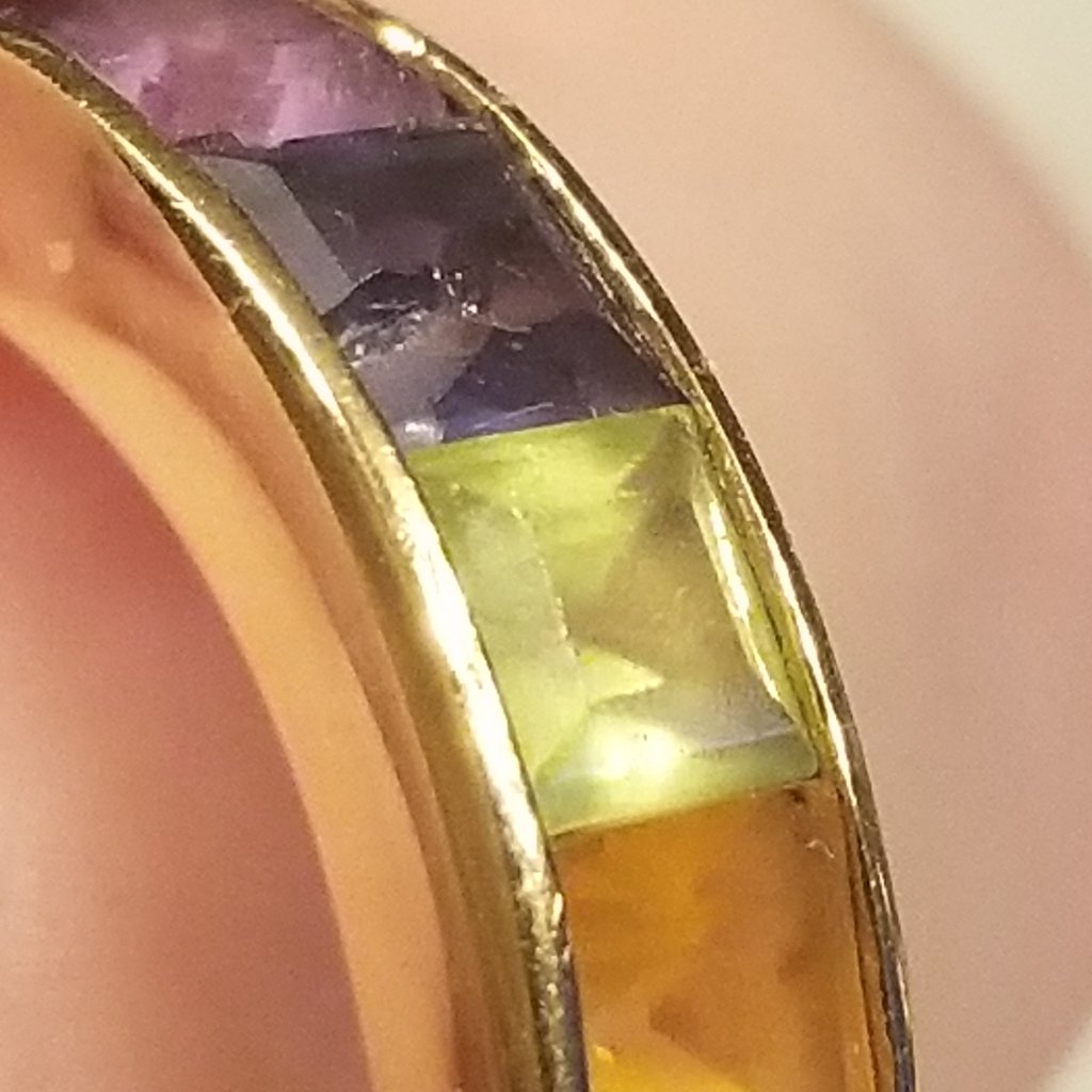 Rare Vintage Estate Mayors Birks 14k Princess Square Multi Gemstone Ring Band — image 8 of 8